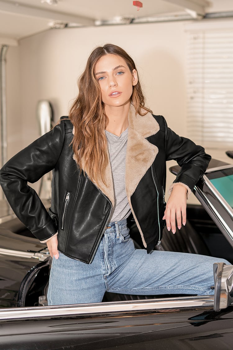 Vero Moda Ellie Rosa Black - Moto Jacket Leather Jacket - Lulus
