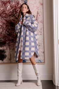 Winter Winds Blue Plaid Shearling Jacket 2