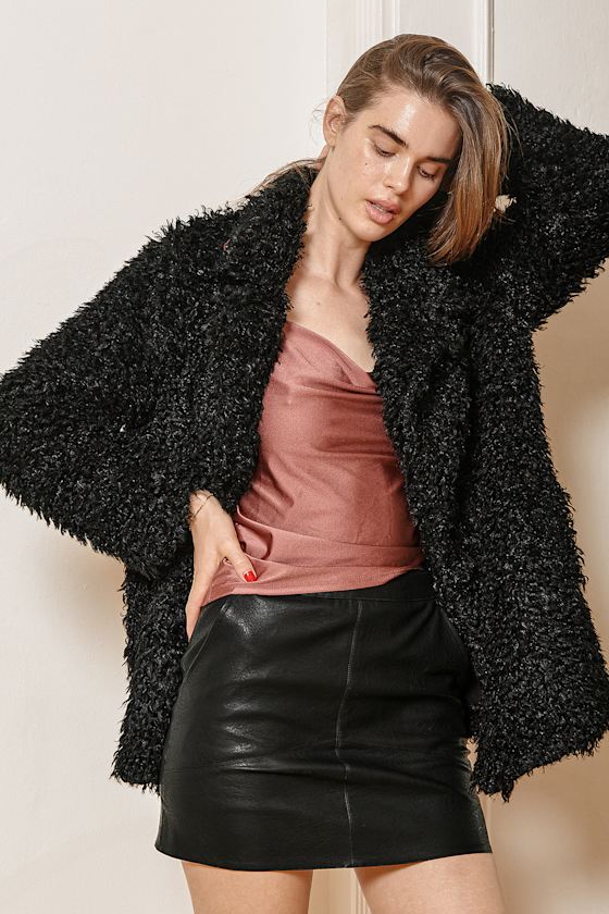 Looking Chill Black Faux Fur Coat 6