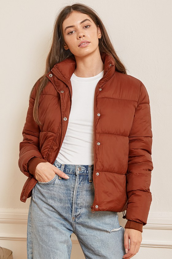 DELUC Aliyah Ocre - Rust Brown Jacket - Quilted Puffer Jacket - Lulus