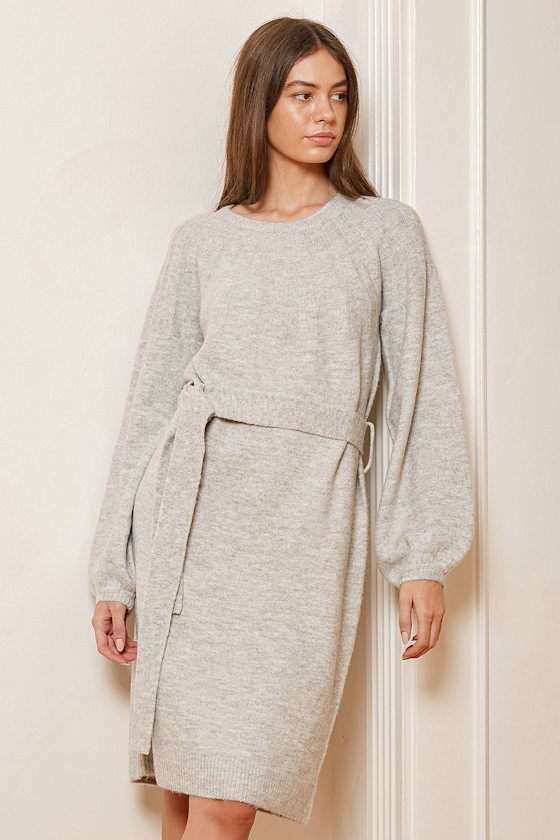 Good Days Ahead Light Grey Belted Sweater Dress 4