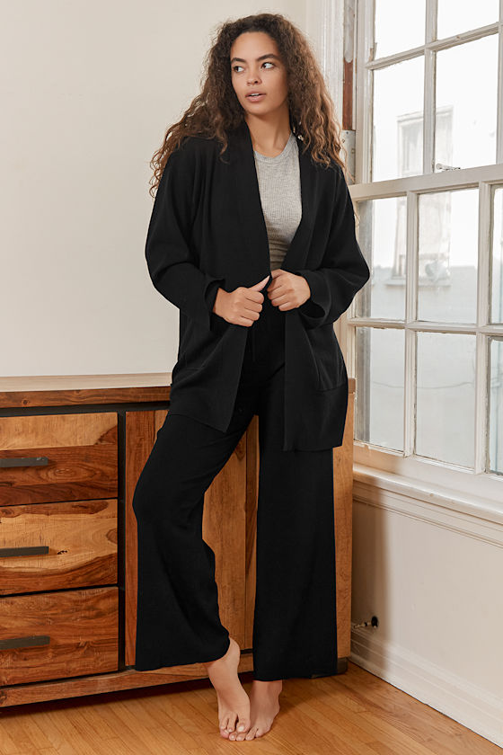 Leisure Lover Black Cardigan Sweater 4