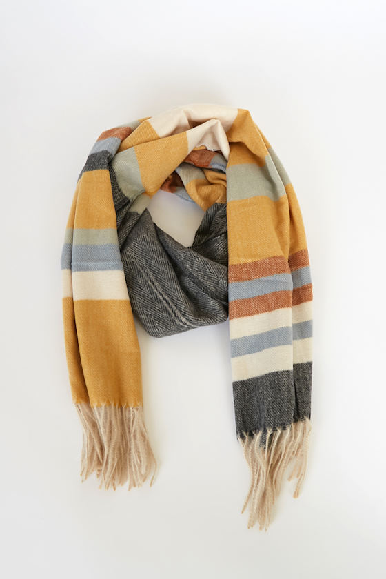 mustard yellow and black scarf