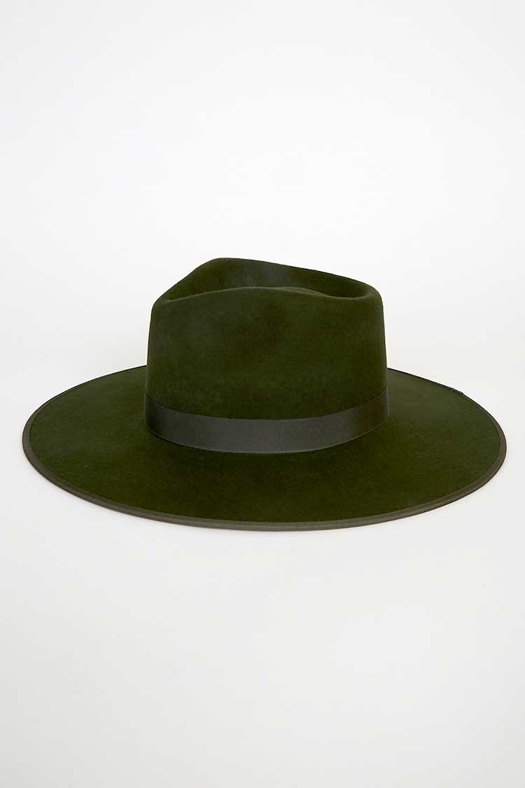 Lack of Color Forest Green Rancher - Black Fedora Hat - Wool  display picture 1