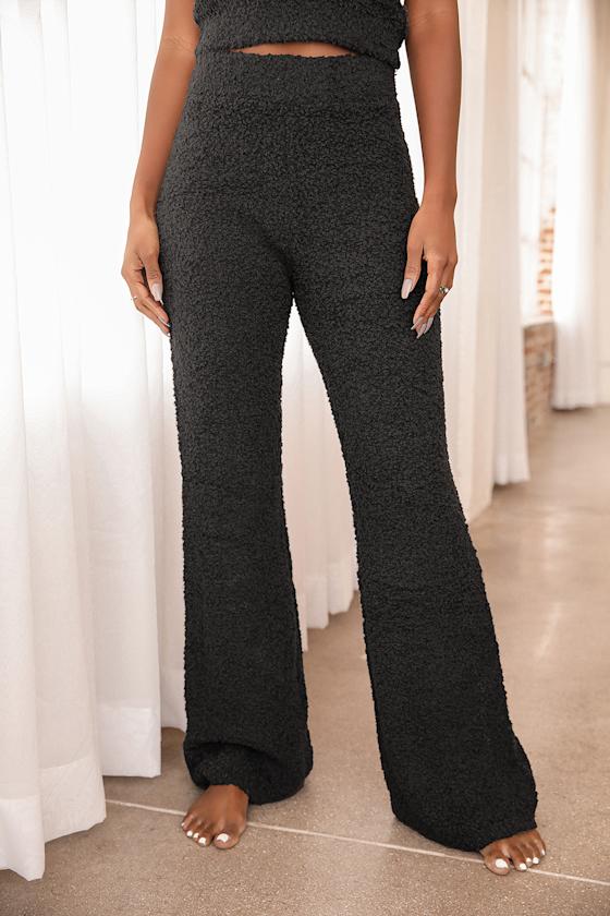 Snuggle Close Washed Black Fuzzy Knit Lounge Pants 7