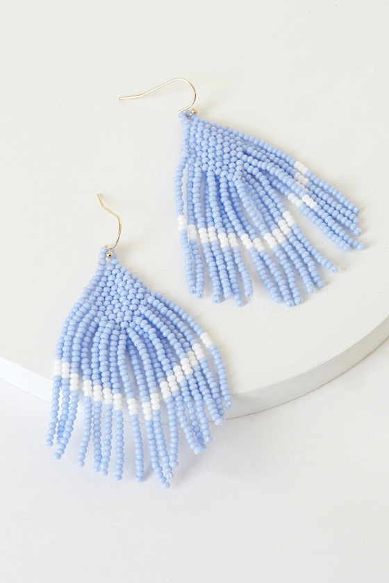 Claire Blue and White Beaded Earrings 2