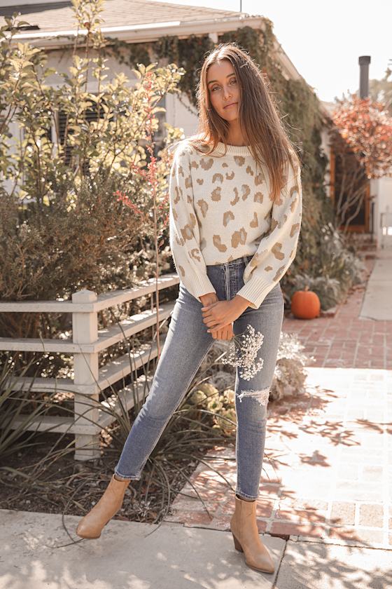 Prideful Style Ivory Leopard Print Balloon Sleeve Sweater 5