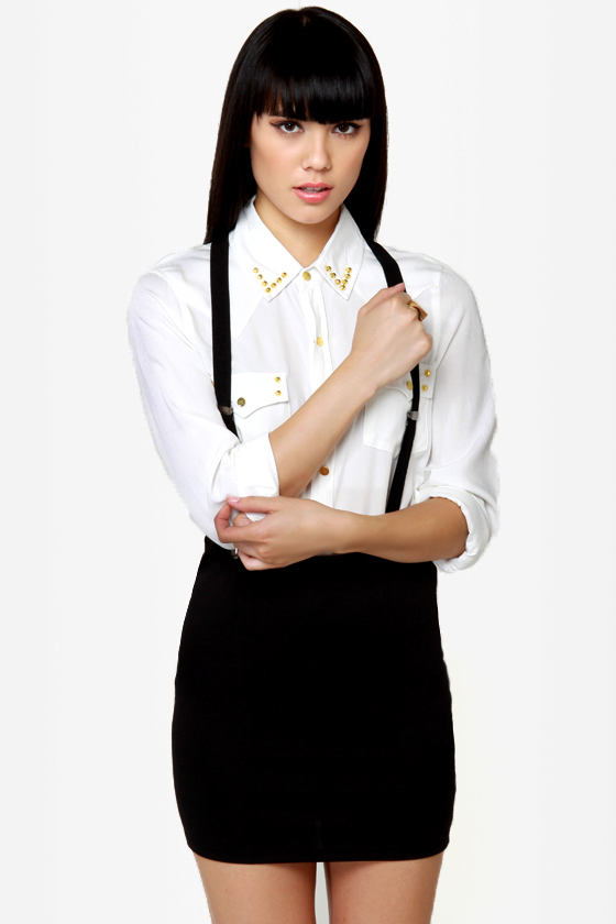 Into the Sunset Studded White Button-Up Top