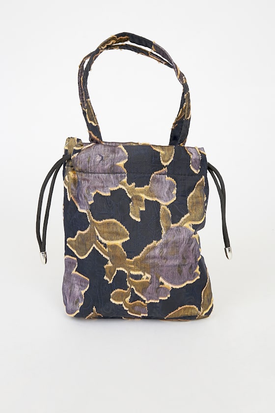 HVISK Night Lily - Black Floral Jacquard Bag - Mini Pouch