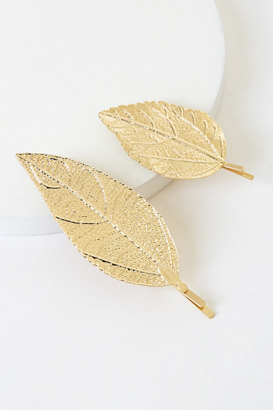 Autumnal Love Gold Leaf Hair Pin Set 1