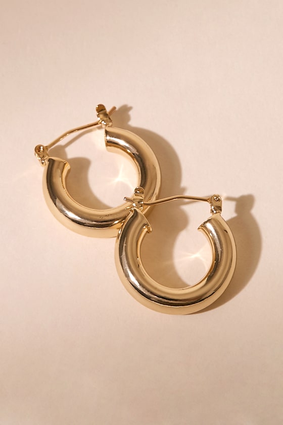 Gold Hoop Earrings Mini Hoop Earrings 14KT Gold Earrings Lulus