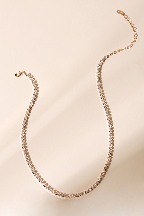 Divine Shine 14KT Gold Rhinestone Choker Necklace 2