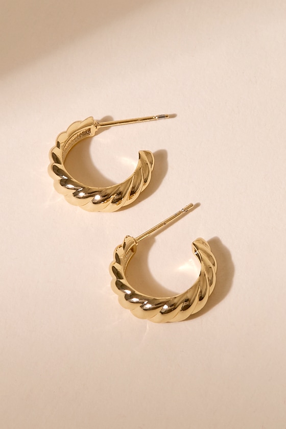 14KT Gold Earrings - Gold Earrings - Mini Hoop Earrings - Lulus