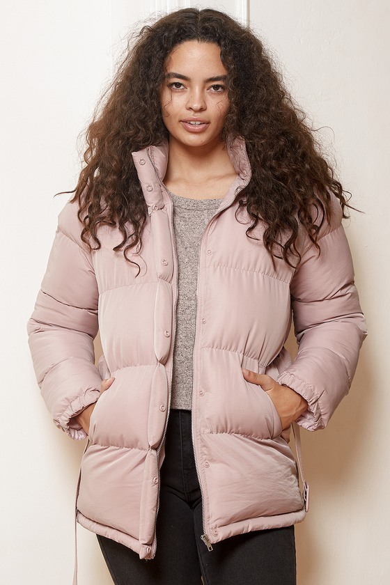 Dusty Pink Jacket - Quilted Puffer Jacket - Belted Jacket - Lulus