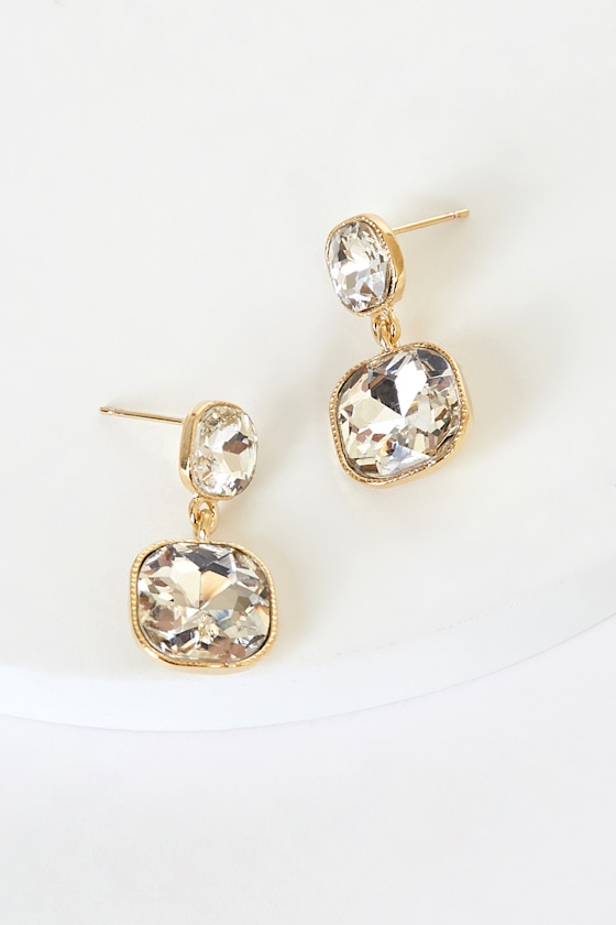 The Way You Shine Gold Rhinestone Earrings 1