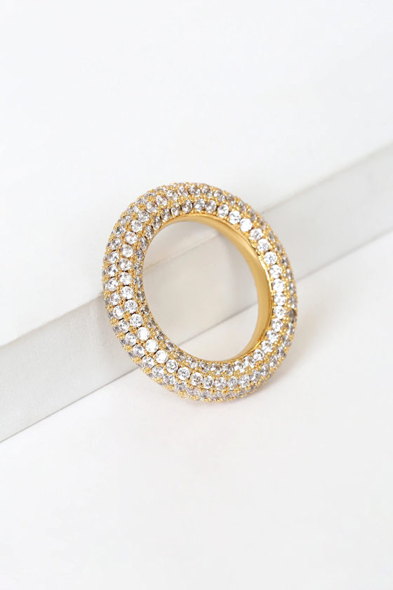 Amalfi Pavé 18KT Gold Rhinestone Ring 2