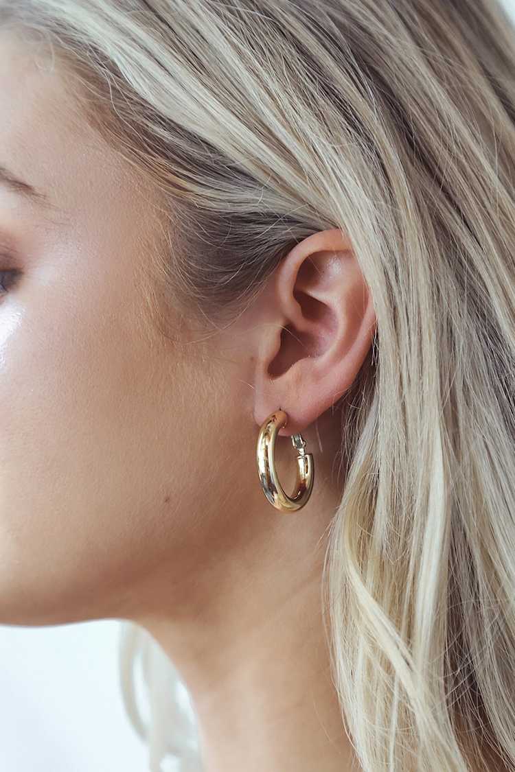 Gold Hoop Earrings 14kt Gold Hoops Chunky Hoop Earrings Lulus