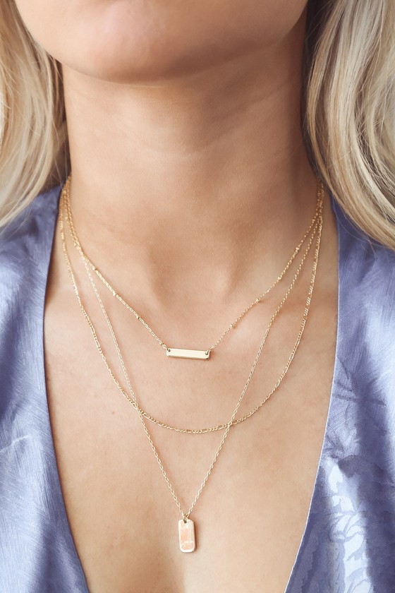 Sterling Forever Triple Layered Necklace - 14KT Gold Necklace - Lulus