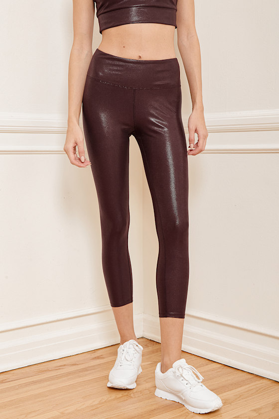 Step Up Burgundy Metallic Medium Impact High Waisted Leggings 4