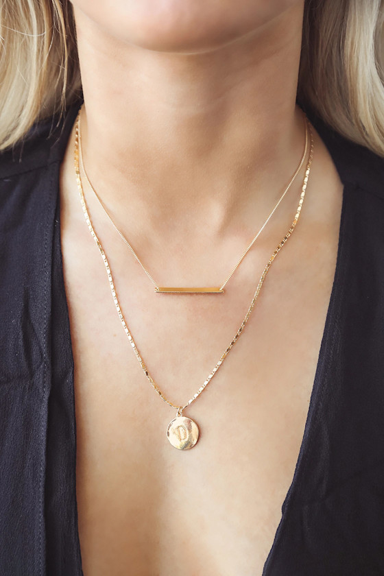 Got My Letter "D" 14KT Gold Initial Charm Layered Necklace 1