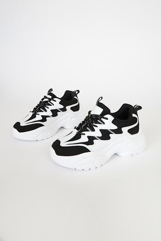 Orion Black and White Color Block Chunky Sneakers 4
