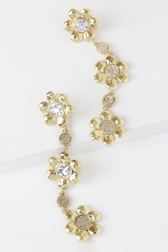 Flora 14k Gold Flower Drop Earrings 2