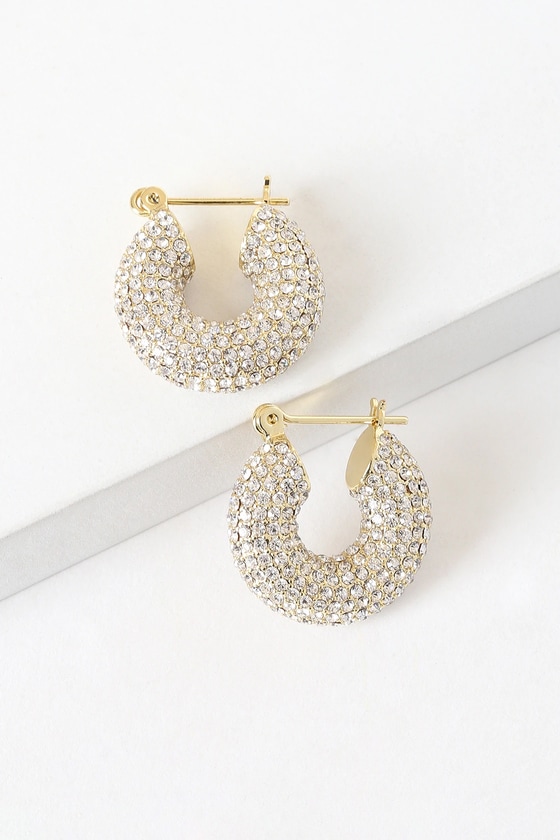 Gold rhinestone hoops sale