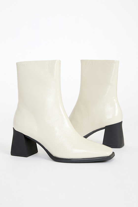 Hedda Plaster Leather Square-Toe Mid-Calf Boots 1