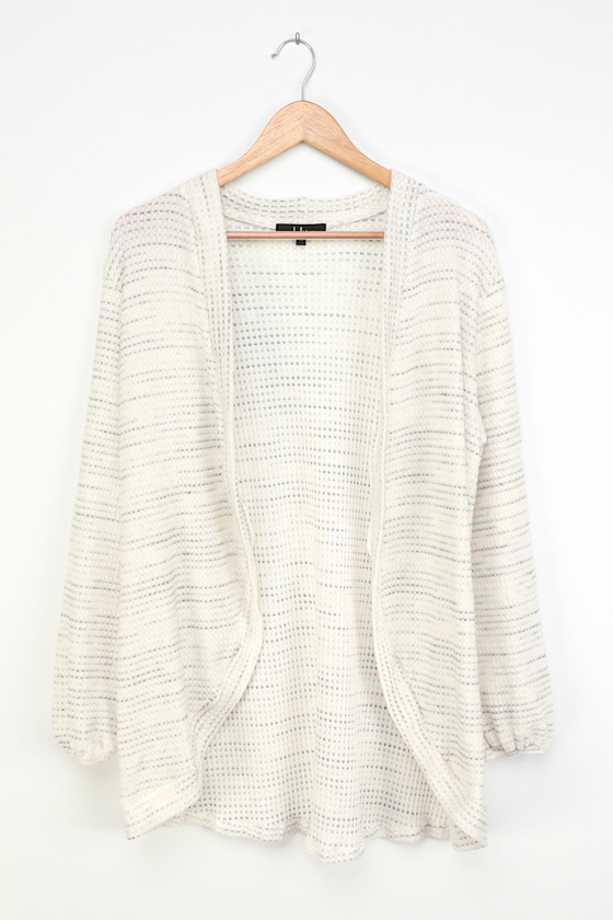 white knit cardigan sweater