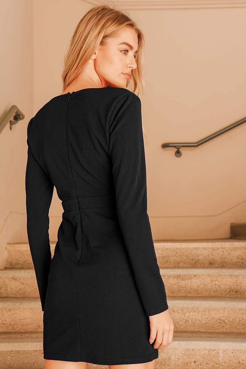 ground rules long sleeve bodycon mini dress in black Ode To Chic Long Sleeve Mini Dress