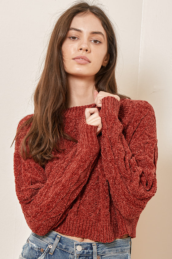 Rusty Rose Sweater - Chenille Sweater - Cable Knit Sweater - Lulus