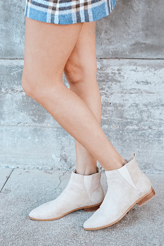 Hermione Taupe Suede Pointed-Toe Ankle Booties 1