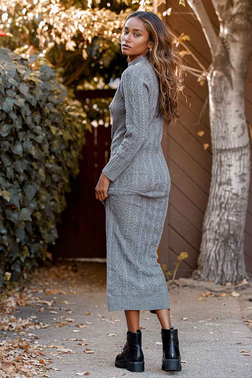 white christmas dresses ASTORIA KNIT MAXI DRESS - DOVE GREY main image 0
