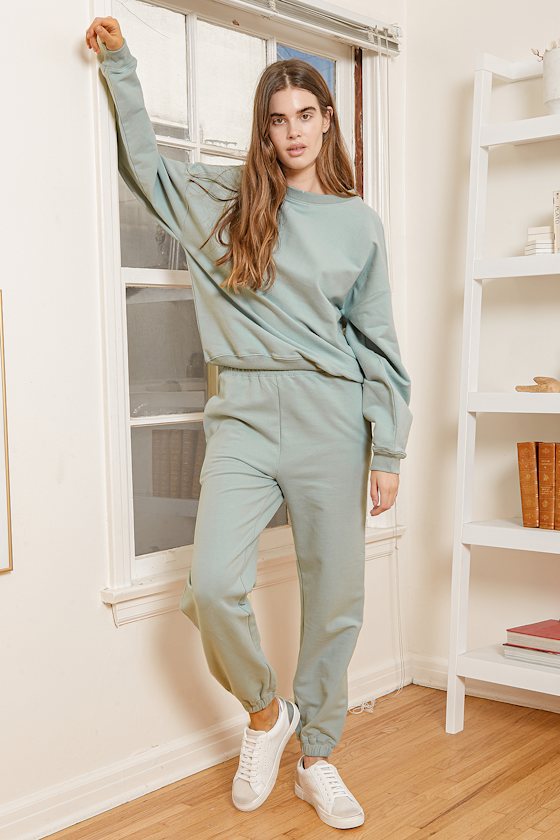 New Routine Sage Green Oversized Joggers 3