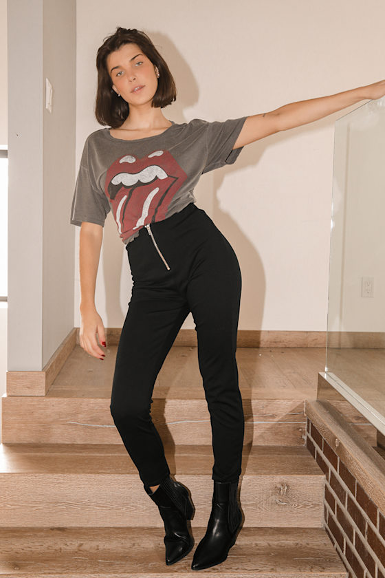 Do Your Best Black High Waisted Zipper Front Leggings 4