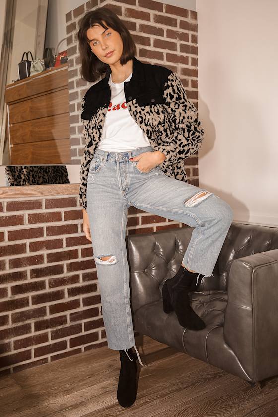 Naturally Fierce Beige Cheetah Print Shearling Jacket 6