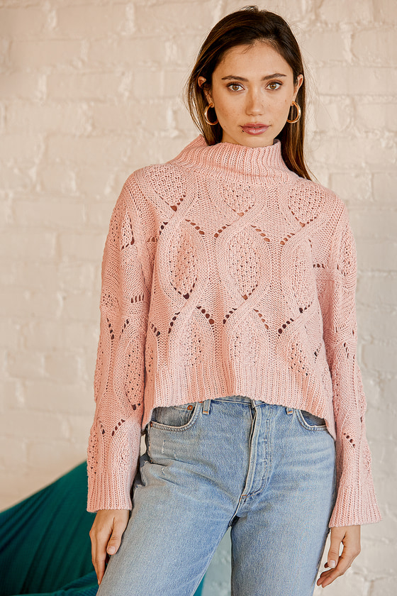 Blush Pink Sweater - Loose Knit Sweater - Cropped Sweater Top - Lulus