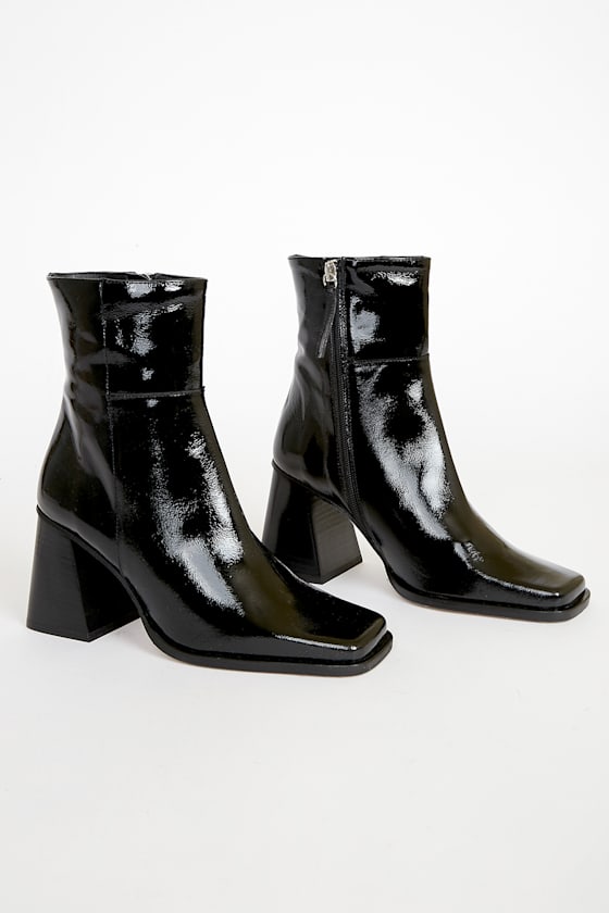 mid calf patent leather boots