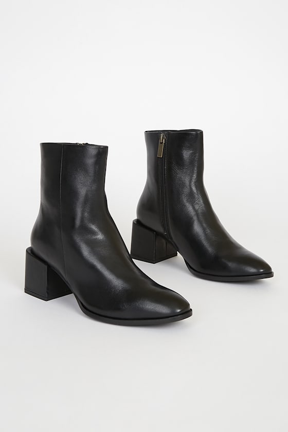 Siesta Black Leather Ankle Booties 1