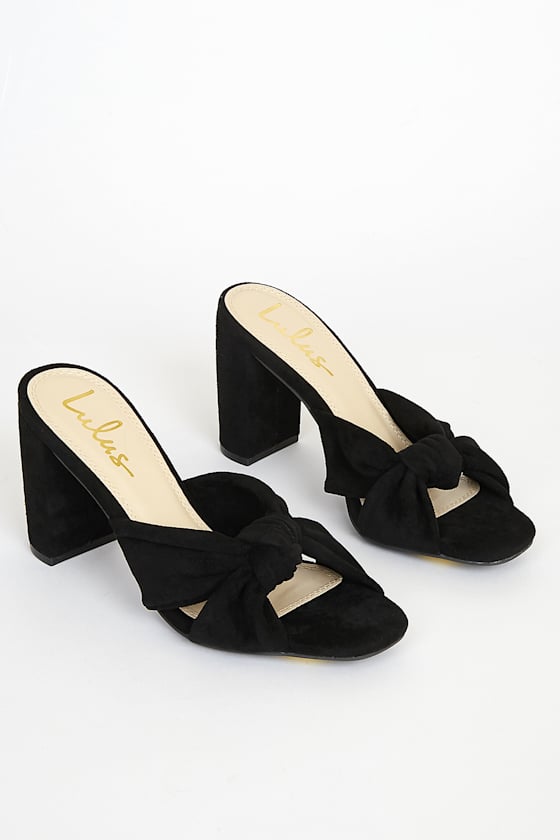 Jenissa Black Suede Knotted High Heel Sandals 3