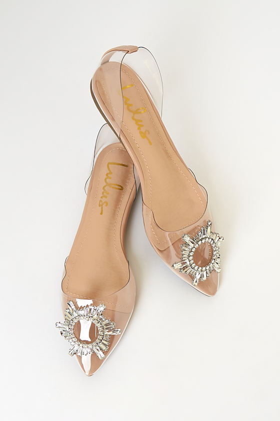 Myral Light Nude Rhinestone Pointed-Toe Flats 3