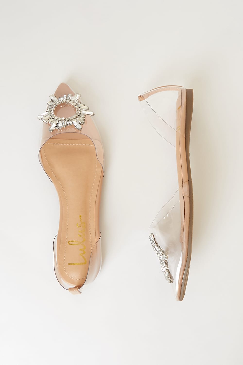 Myral Light Nude Rhinestone Pointed-Toe Flats