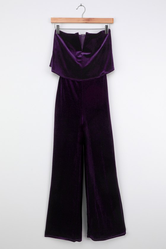 Lulus Power Of Love Purple Velvet Strapless Jumpsuit