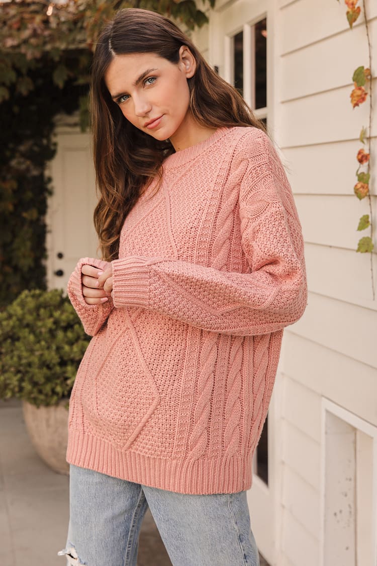 Oversized Pink Knit Sweater