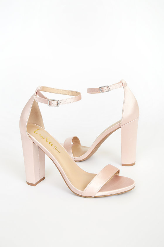 satin blush heels