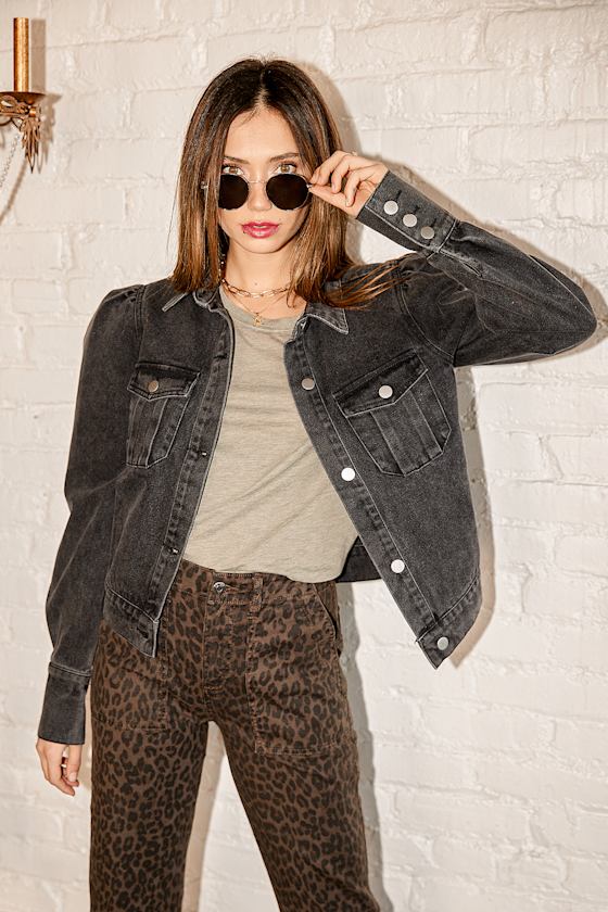 Live the Life Washed Black Puff Sleeve Denim Jacket 5