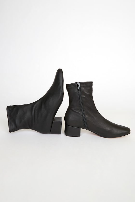 CELINE ブーツ Mid Carf Boot 70 Black Mid-Calf Boots - Leather Sock Boots - Square Toe Boots - Lulus