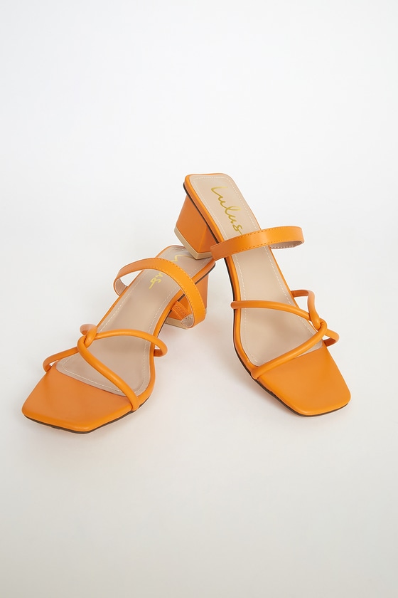 Mango Orange Sandals - High Heel Sandals - Strappy Slide Sandals - Lulus