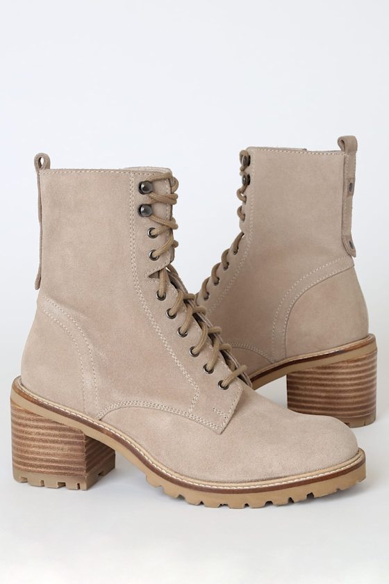 Irresistible Sand Suede Leather Mid-Calf Lace-Up Boots 4