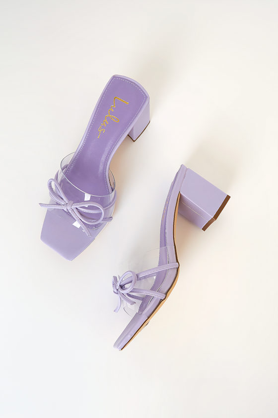 Yaez Lilac Vinyl High Heel Sandals 4